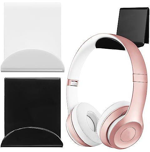 UKCOCO Kopfhörerständer: Wandhalterung Selbstklebender Kopfhörerhalter Haken Headset-Halterung Für Universal-Headsets Game-Controller 2 Stück Schwarz + Weiß