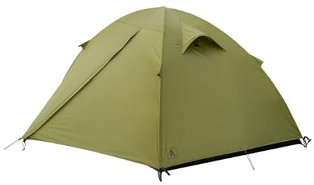 Alpinus - Zelt 2 Personen VELEBIT 2, Camping Zelt aus Langlebige Materialien, Zelte mit 2 Vorräume und 2 Eingänge, Tent Praktisches Montagesystem, Campingzelt 205 x 130 x 90 cm - Grün