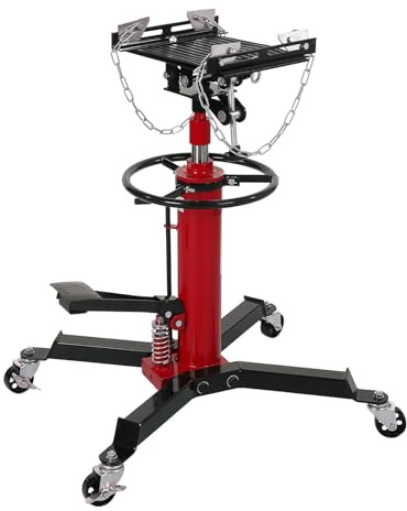 Emorefun Gato hidráulico de transmisión telescópica, capacidad de carga de 1100 libras, sillín ajustable para un posicionamiento preciso, fácil movilidad con 4 ruedas giratorias, azul