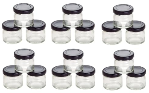 mille idee 120 Barattoli barattolo vetro monodose 40 ml tappo nero 4 cm x H 5cm per bomboniere miele