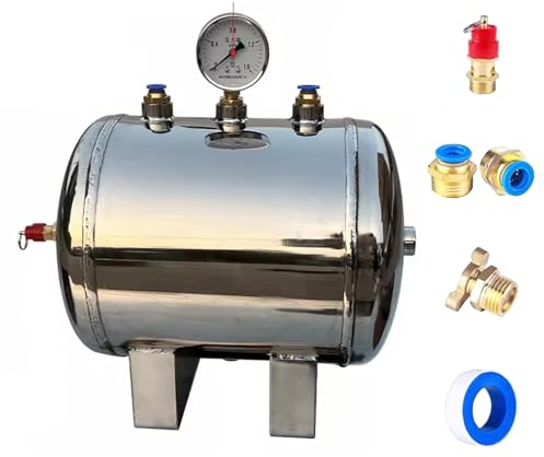 Compresseur d'Air 50 40 30 20 10 L Réservoir D'air Comprimé Réservoir D'accumulation Portable, Système De Gaz Sous Pression En Acier Inoxydable Avec Kit Complet, Réservoir Temporaire À Pression Négati