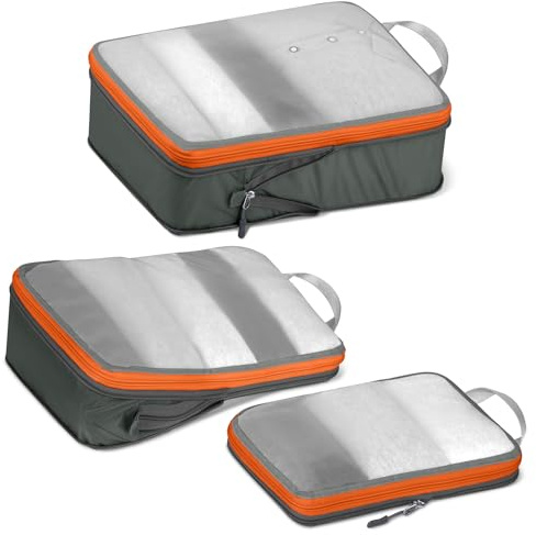 Cipway Compression Travel Packing Cubes,Mesh Design Lightweight Travel Bags Organiser for Backpack Suitcases Home Storage(Grey 3pcs)