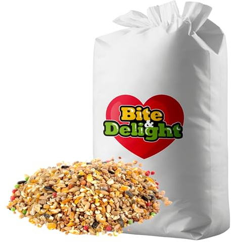 Bite & Delight Futter für Wildvögel - Wildvogelfutter für kalte Tage - mit Höherem Fettgehalt - Enthält Wichtige Nährstoffe - für den Winter auch Ganzjährig - ohne Zusatz von Zucker - 25 kg