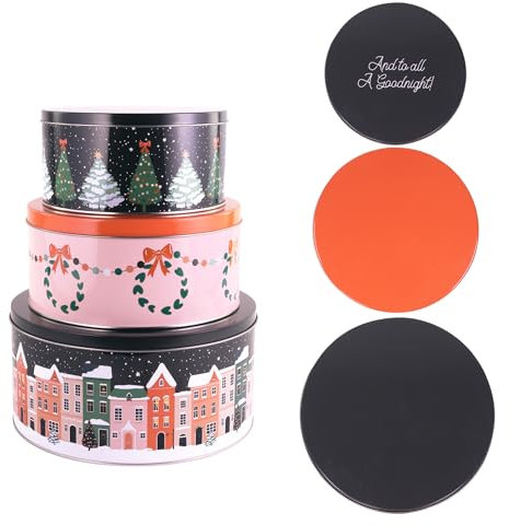 Steel Mill & Co. Round Cookie Tin Set of 3, Twas the Night Before Christmas