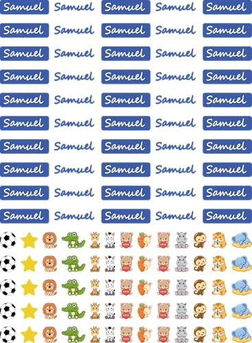 Personalisierte Aufkleber für Kinder mit Namen, wasserdicht, 50 Stück (Samuel)