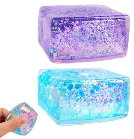 2 stycken anti-stressboll för barn och vuxna – squishy squishy fidgetleksaker klämbar isbit, för att hantera och lindra ångest, mjuk