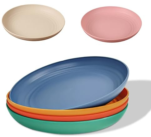 GZTFPQ Lot d'assiettes creuses incassables en plastique pour camping, pique-nique, 20 cm, pour salade, pâtes, fête, maison, bureau, sans BPA, passe au micro-ondes et au lave-vaisselle