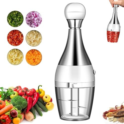Deluxe-Knoblauchschneider, kompakter Mini-Würfelschneider, Lebensmittelzerkleinerer, Gourmet-Scheibe, Deluxe-Schneider, manueller Presszerkleinerer, Gourmet-Scheibenzerkleinerer (White)