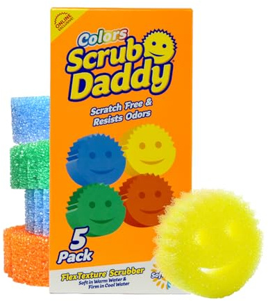 Scrub Daddy Scratch-Free Multipurpose Kitchen Sponges - Bulk Dish Sponges for Kitchen, Bathroom, Household Cleaning & More - Made with BPA-Free Polymer Foam (5 Count)