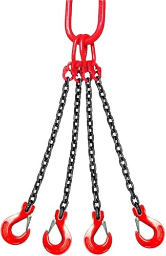 JvFbjLF 4-Bein-Hakenkettenschlinge, tragbare und langlebige 5T-Kettenschlinge, pulverbeschichtete Hebekette aus Stahlfabrikstahl, hochtemperaturbeständig(200CM)