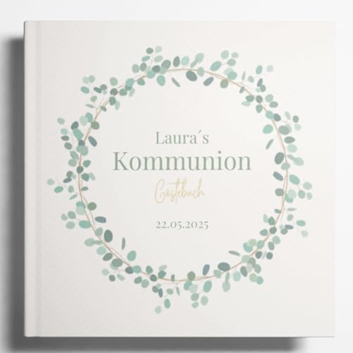 Kommunion Gästebuch personalisiert – Erstkommunion Erinnerungsbuch & Fotoalbum – Geschenk für Mädchen & Jungen