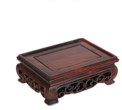 NZpost Display Stand Pedestal Wooden Vase Base Lamp Teapot Wooden Oriental Style Rectangular Base Red Rosewood Wood Carving Display Stand Bonsai Pedestal ( M)