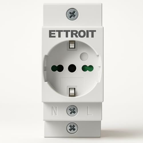 Presa Elettrica Modulare Schuko + Bivalente, 16A 220V AC, 2,5 Moduli DIN, Bianco