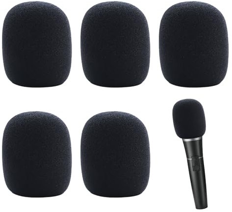 5 Stück Popschutz Mikrofon,Mikrofon Windschutz Schaumstoffabdeckung Muff,Anti-Bruit Pop Schutz für Mikrofon Schaumstoff für Microphone,Handmikrofon Popschutz Pop Filter Windschutz für Muff(Schwarz)