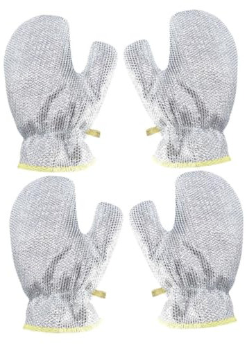Holibanna 2pairs Non-scratch Wire Dish Cloths for Counters Silver Wire Dish Washing Gloves Women Kitchen Scrubber Gloves Steel Wool Mitts
