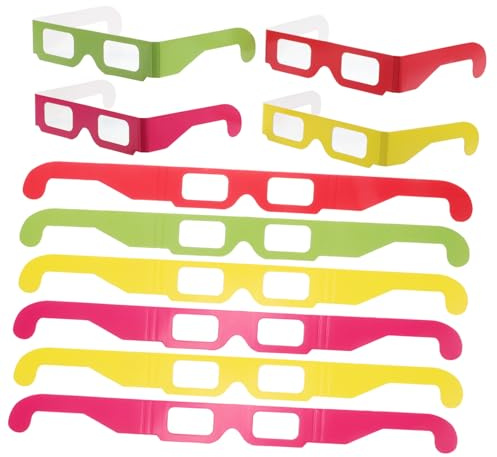 Garneck 3d Diffraktionsbrillen 20 Stück Bunte Regenbogen Partybrillen Mit Papprahmen Leichter Faltmechanismus Festival Und Rave Zubehör Für Nachtveranstaltungen