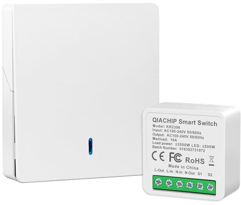 QIACHIP interruttore senza fili della luce,16A 3000W, trasmettitore ricevitore radio 2,4 G a parete, controllo remoto, interruttore Bluetooth, anti-interferenza, per illuminazione domestica