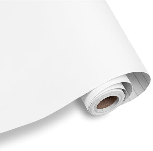 Carta Adesiva per Mobili Bianca 45x500cm. Per Rivestimento Porte Blindate Interne Cucine Top e Mobili - Peel & Stick Resistente all'Acqua.