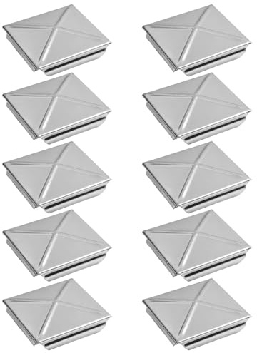 Elegante tapa de poste galvanizada con forma de pirámide en acero inoxidable para postes cuadrados, 10 unidades (10 unidades de 50 mm)