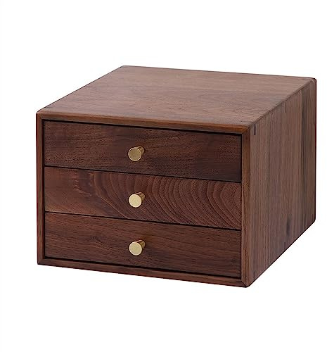 HTTGDGDH Boîte À Bijoux en Noyer Noir, Tiroir Multicouche, Armoire De Rangement en Bois Massif pour Porche, Bureau, Articles Divers, Boîte De Rangement pour Bijoux