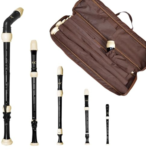 Professionelles Holzblasblockflöten-Set (5-teilig) | Barocke Griffweise, ABS, abnehmbare Verbindungen for einfache Reinigung und Aufbewahrung