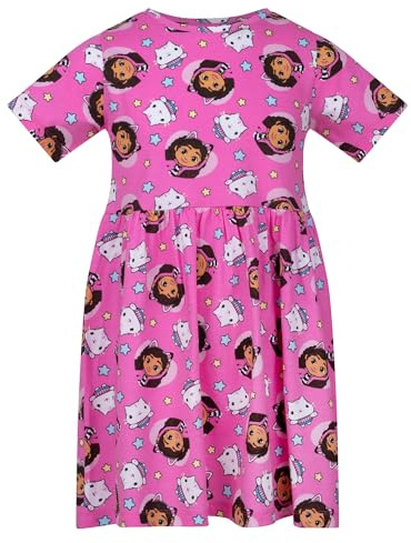 Gabby's Dollhouse AOP Day Dress, 100% Cotton, Casual Dress, Gabby, 3-4 Years: 104cm, Pink