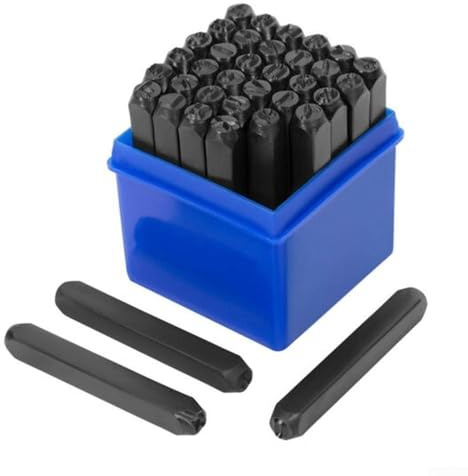36-teiliges Stanz-Set aus Stahl, Buchstaben, Zahlen, Alphabet und Zahlen für Metall, Leder, Holz, Kupfer, Silber (5 mm)