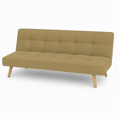 Totò Piccinni Divano Letto 3 Posti SANDWICH Prontoletto Clic-Clac imbottito con piedini in legno (Tessuto Sabbia)