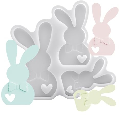 XJWZGM Silikonformen Gießformen Osterhasen, DIY Hasen Silikonform Ostern, Gießformen Silikon für Ostern DIY Osterdeko Handwerk Seife Kerzen Ostergeschenke Silikon Gießform for Gips Sojawachs Kerzen