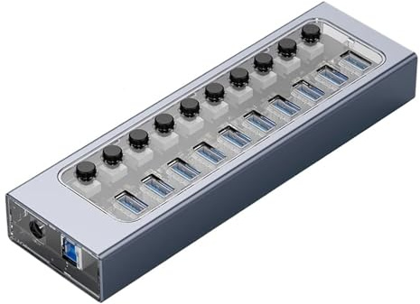 Industriale 7/10/13/16 Porte USB 3.0 Hub Espansione Multipla Splitter For Prese On/Off Interruttore A Chiave Dock Caricatore Adattatore Di Alimentazione(10 USB)