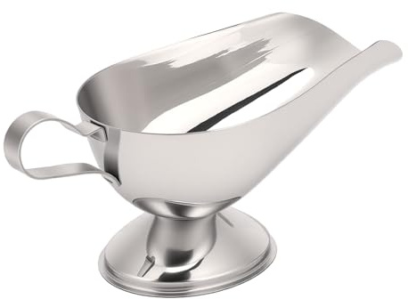 Blaihild Salsera Pequeña de Acero Inoxidable de 8 Onzas, Fácil de Verter para Aderezo de Ensalada, Mantequilla de Jarabe, Espejo Pulido para Regalo, Hogar, Cocina, Mesa de Comedor (10 onzas)