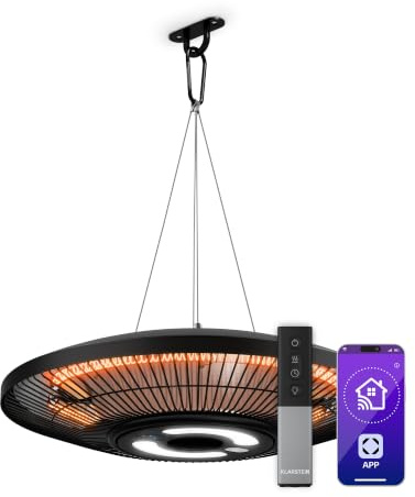 Klarstein LumiHeat takmonterad infrarödvärmare 2000 W – terrassvärmare med LED-belysning, appstyrning och fjärrkontroll, vattentät, ljudlös uppvärmning
