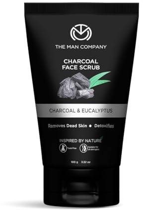 THE MAN COMPANY Aktivkohle Gesichtspeeling für Mann (100 g), Aktivkohle Gesichtsreinigung gegen unreine Haut - Zitronengras, Eukalyptus, Kurkuma Gesichtspflege, Tiefenreinigung – Sulfatfrei