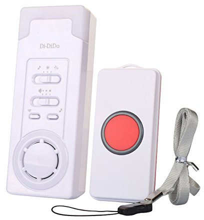 Sistema cercapersone intelligente wireless, sistema di emergenza e allarme con due pulsanti di chiamata, per anziani, infermieri, pazienti (2 in 1)