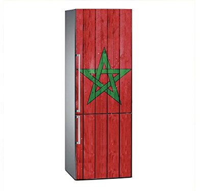Vinilo Frigorífico Bandera Marruecos 200x60cm | Varias Medidas | Pegatinas de Nevera Económicas y Elegantes | Vinilo Nevera