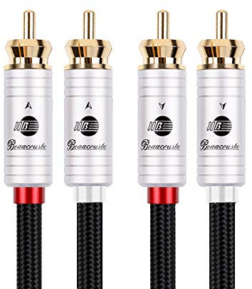 BOAACOUSTIC JIB Cavo RCA Cavi 2 RCA Audio maschio a maschio qualità audiofila, Cavo Cinch per amplificatori, CD,diffusori, sistemi HiFi, diametro di 6 mm 1.5m,nero