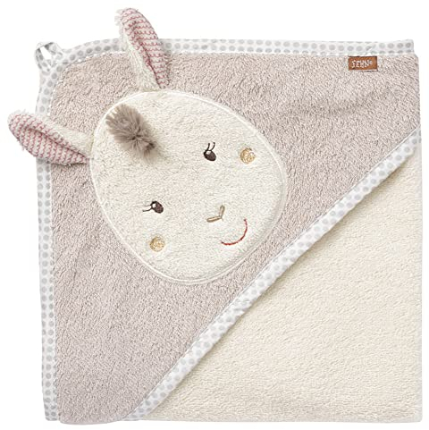 Fehn Kapuzenhandtuch Baby Lama - Kuscheliges Babyhandtuch mit Kapuze - optimal als Badeponcho und Kuscheldecke - Baby Handtuch für zarte Babyhaut – Kapuzentuch für Babys & Neugeborene ab 0+ Monaten