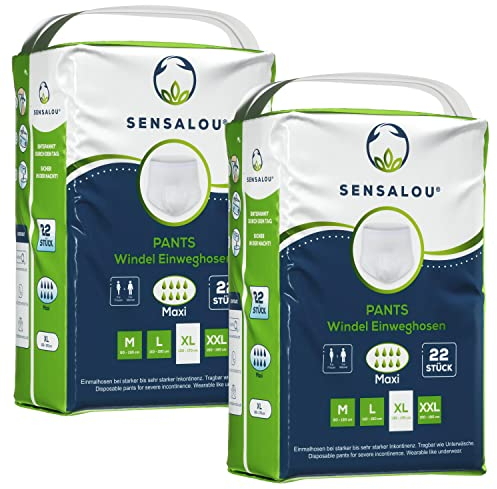 Sensalou Inkontinenz-Erwachsenen-Windeln Größe XL (44 Stk) Männer Frauen - Windel-Hosen-Pants für Erwachsene Senioren Tag Nacht