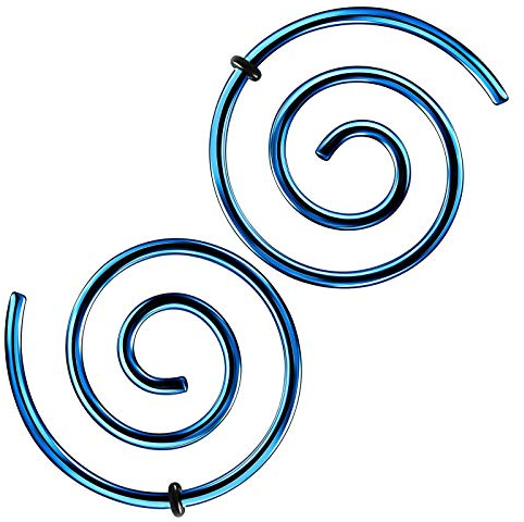 KJM FASHION 2 Stk 1,6 mm 14g Taper Spiral Expander mit Schwarzer O-Ring Earplugs Dehnungsstab Ohr Taper Lang Flesh Ohrringe Expander Piercing Schmuck 6177
