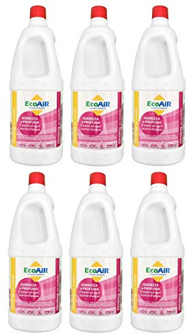 Prime 6 Stück – 1-Liter-Flasche Rinsing mobiles WC – Flüssigkeit für Wassertank für WC Toilette Camper – Duft und Hygiene für Toilette Wohnmobil – vergleichbar Aqua Rinse – Made in Italy