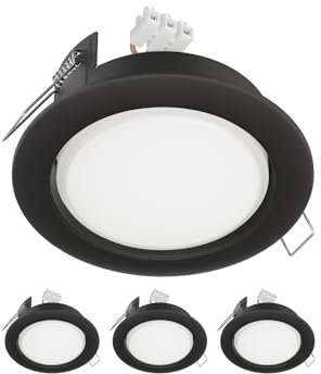 ledscom.de 4 Stück LED Einbaustrahler Zobe II flach GX53 anthrazit matt rund 3,808W 420lm 107mm Ø Lochkreis 90mm Ø