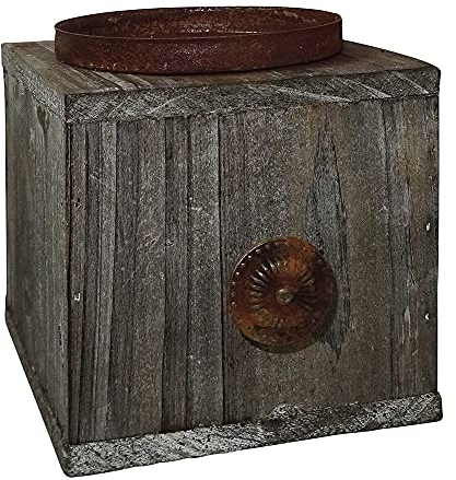 Kerzenhalter Schublade Vintage Holz Braun patiniert Kerzenständer Nostalgie 11cm