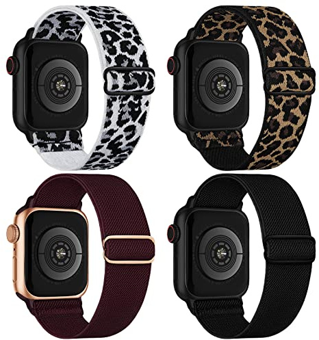 CCnutri Elastiskt nylonloop-armband kompatibelt med Apple Watch 38 mm, 40 mm, 41 mm, 42 mm, 44 mm, 45 mm, 46 mm, 49 mm, tyg flätat sportband för kvinnor och män för iWatch SE Serie 11 10 9 8 7 6 5 4 3