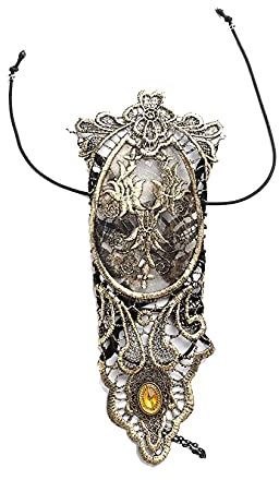Yifnny Spitzenhandschuhe, Schnüren Fingerlose Spitze Bestickte Handschuhe Handgelenk Lange Fingerlose Handschuhe Halloween Kostüm Zubehör Prom Hochzeitshandschuhe für Frauen (Gold)