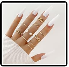Dishowme Boho Pearl Infinity Knuckle Rings Set Lucky 8 Wave Twisted Finger Joint Ring Kostüm stapelbare Ringe für Frauen Mädchen Männer (Gold)