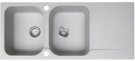 Essebagno Lisse évier réversible 2 cuves 1 égouttoir en résine gris