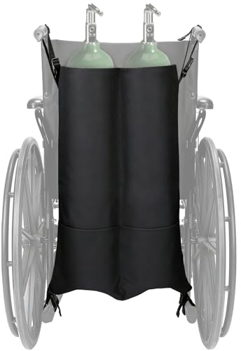 Wheelchair Dual Oxygen Cylinder Bag - Portable O2 Tank Holder Backpack Carrier for E and D Cylinders Bottle