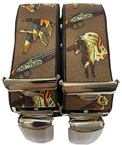 EDERER Hosenträger Herren – Jagd-Motiv – 3,5 cm breit, verstellbar 65–125 cm - X-Form – robuste Clips & hoher Komfort – ideal für Jagd, Outdoor, Arbeit & als stilvolles Geschenk ST-009