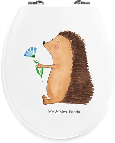 Mr. & Mrs. Panda Motiv WC Sitz Igel Blumen - Geschenk, Tiere, lustige Sprüche, Besuch, Klobrille, Gute Laune, Tiermotive, krank, Krankheit, WC-Sitz,