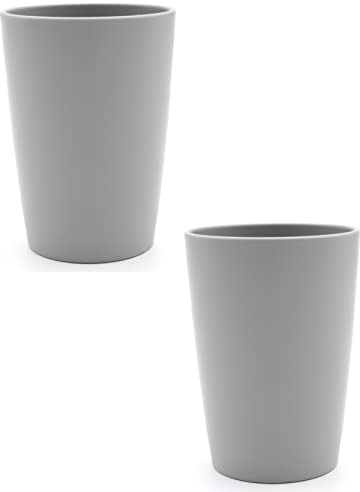 Magu 2 Nachhaltiger Biopolymer Becher (6 Farben) Farbe: silber 100% Erdölfrei | Robust und Nachhaltig | Kunststoff Trinkbecher oder Zahnputzbecher | 2er Set silber grau
